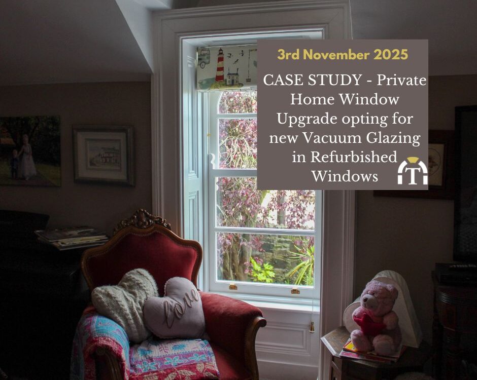 Refurbished Victorian timber sash window with slimline vacuum glazing, Northern Ireland